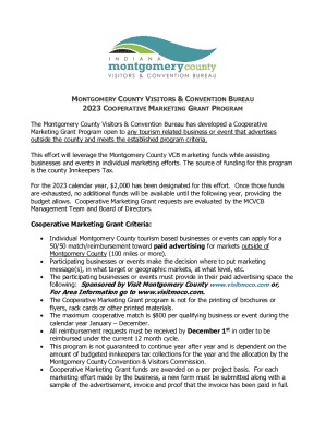Cooperative Marketing Grant Program Application