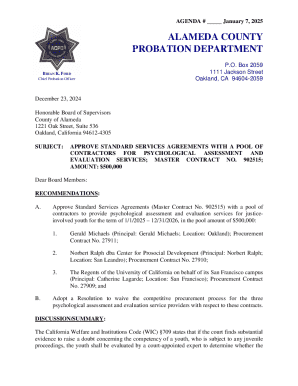 Standard Services Agreements for Psychological Assessment and Evaluation Services
