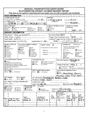 Pilot/operator Aircraft Accident/incident Report