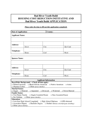 Bad River Youth Build HOUSING COST REDUCTION ...