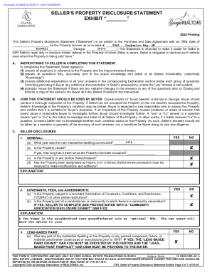Seller’s Property Disclosure Statement