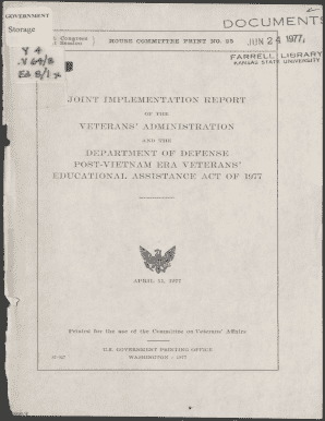 Joint Implementation Report of the Veterans' Administration and the Department of Defense