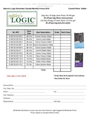 Nature's Logic Monthly Promo November 2016