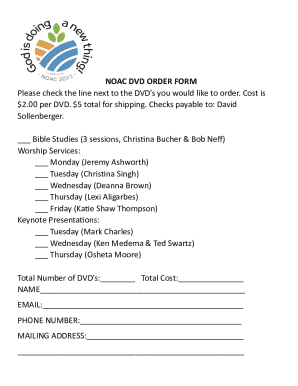 NOAC DVD ORDER FORM