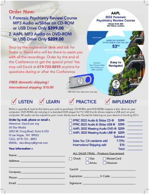 Order Form for Forensic Psychiatry Review Course