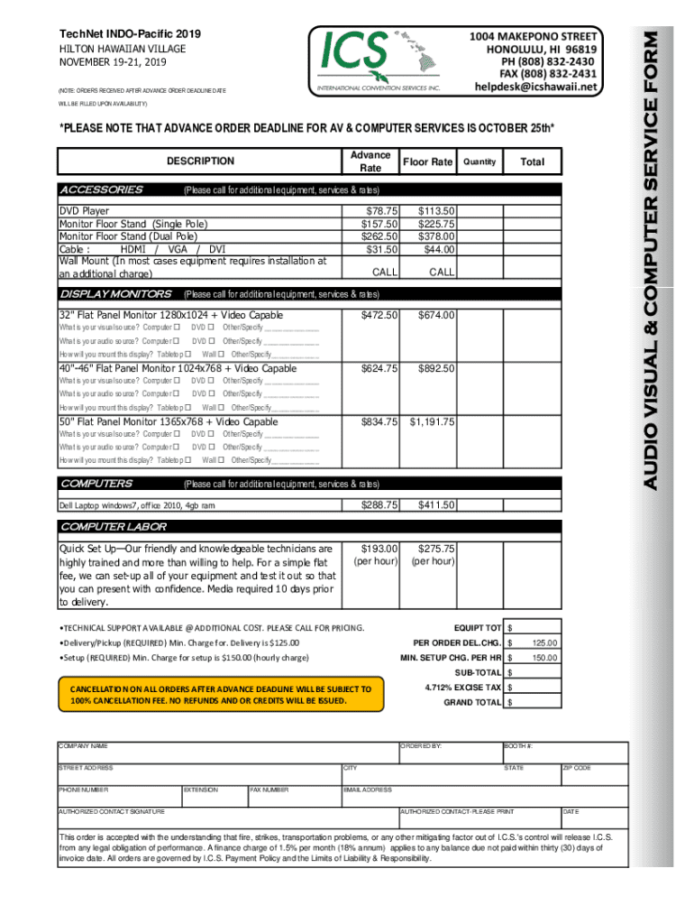Fillable Online Technet Indo-pacific 2019 - Av & Computer Services Fax ...