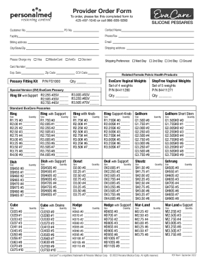 Provider Order Form - Personal Medical Corp