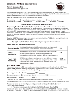 Lingleville Athletic Booster Club Family Membership