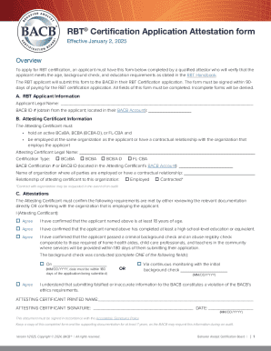 RBT Certification Application Attestation form
