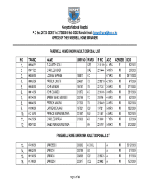 Kenyatta National Hospital Farewell Home Disposal List