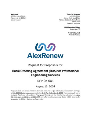 Boa for Professional Engineering Services Rfp-25-001