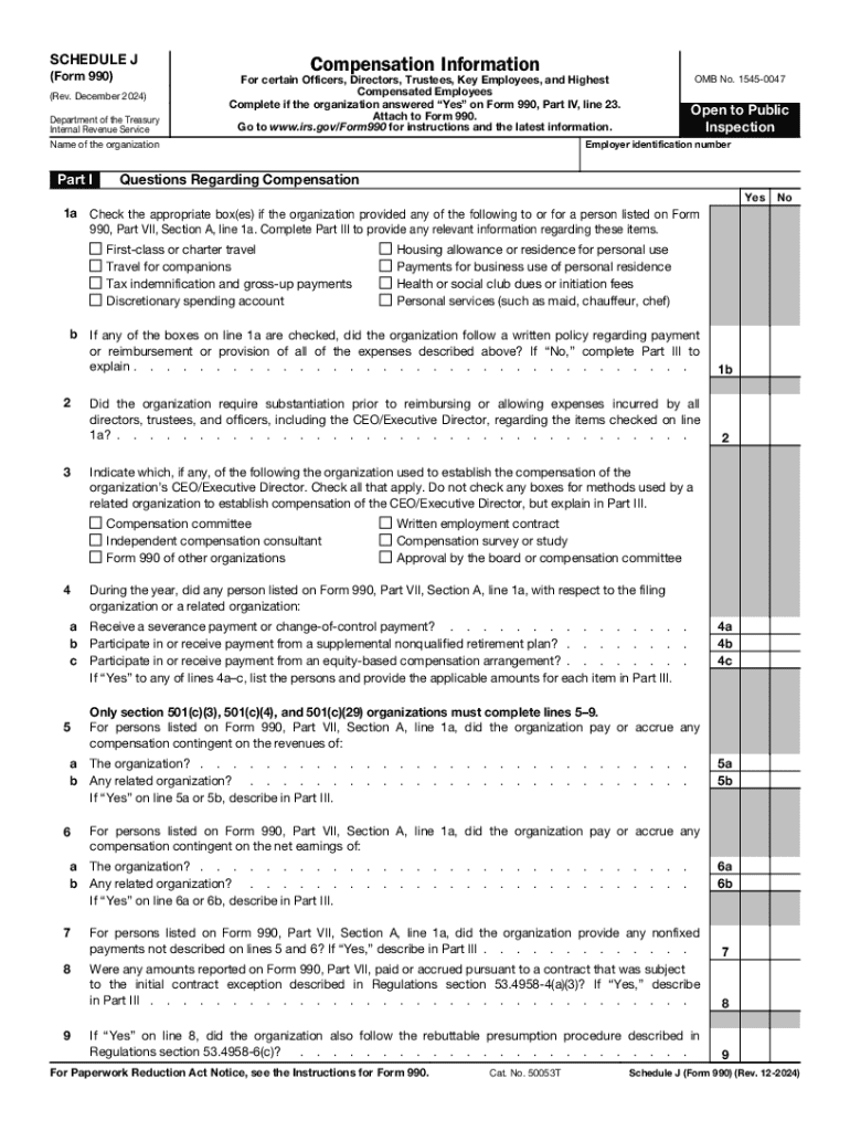 990 schedule j Preview on Page 1