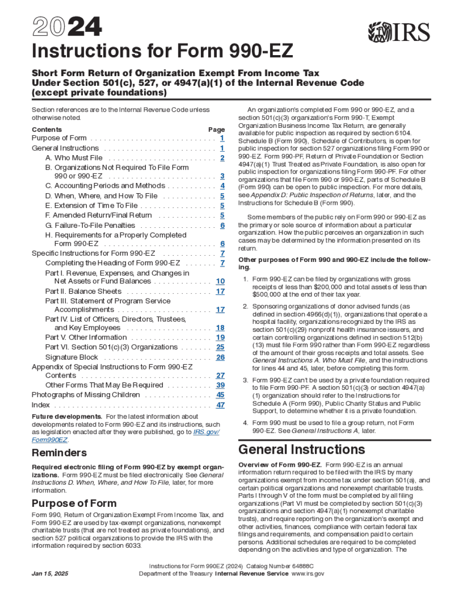 Form Instructions 990-EZ