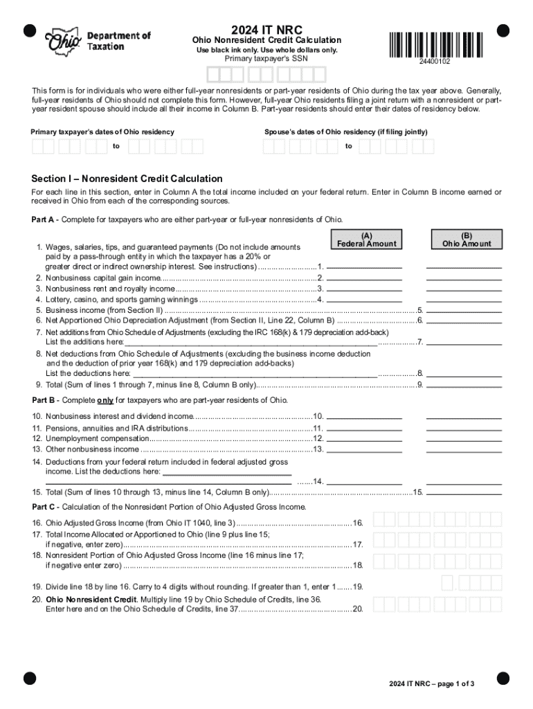 ohio it nrc form Preview on Page 1