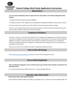 Federal College Work Study Application