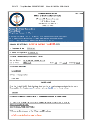 Annual Report for Foreign Business Corporation