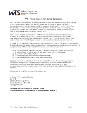 Wts – Maine Chapter High School Scholarship Application