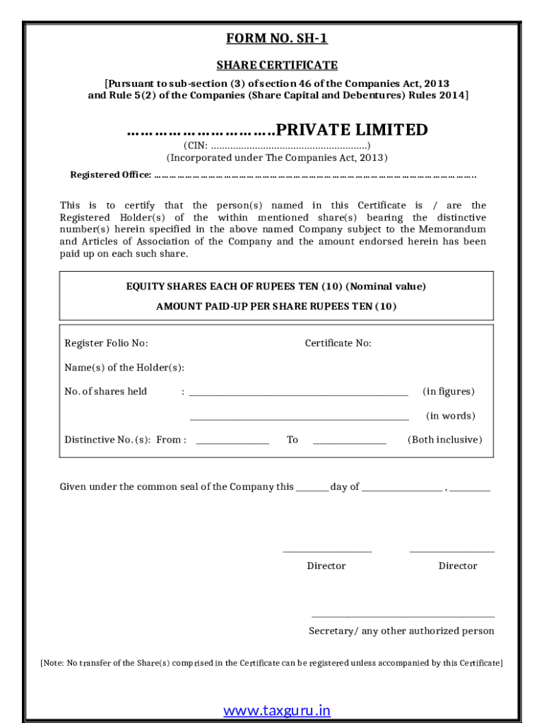 Share Certificate Preview on Page 1