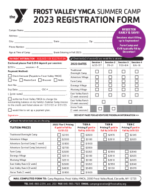 Frost Valley Ymca Summer Camp Registration Form