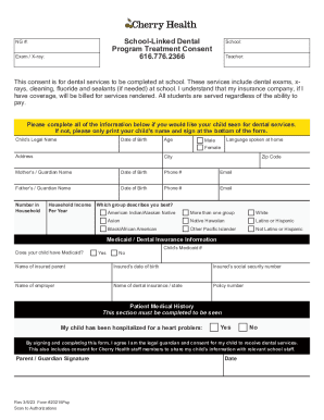 School-linked dental program treatment consent ...
