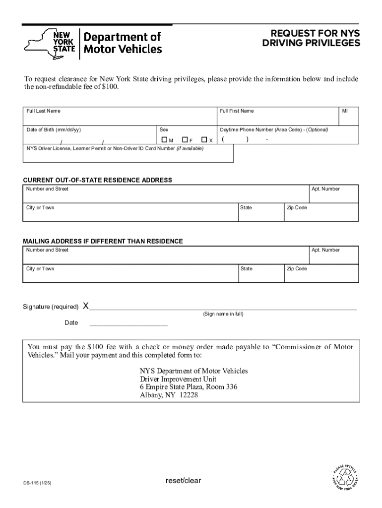ds115 form Preview on Page 1