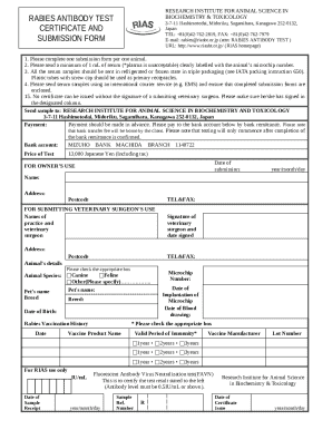 Rabies Antibody Test Submission Form