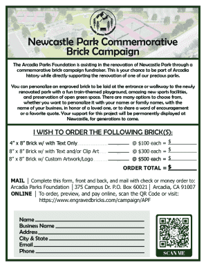 Newcastle Park Commemorative Brick Campaign