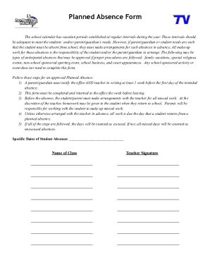 Planned Absence &amp; College Visit Form