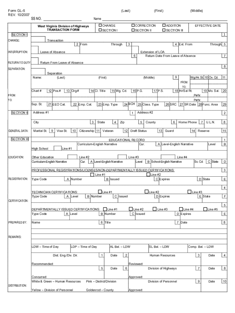 Fillable Online West Virginia Division of Highways Transaction Form Fax ...