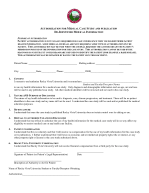 Authorization for Medical Case Study and Publication