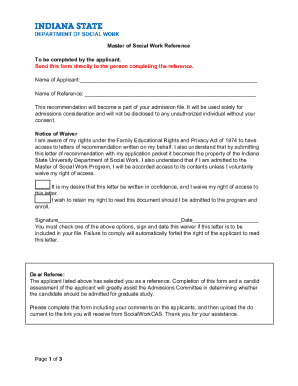 Master of Social Work Reference