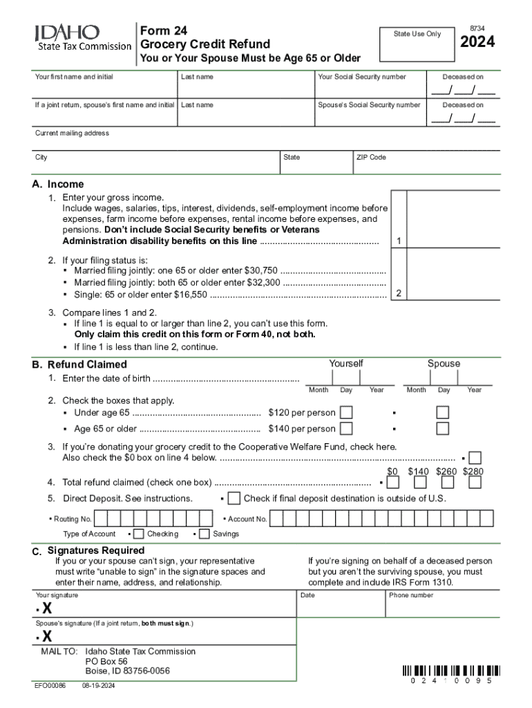 idaho grocery credit refund Preview on Page 1
