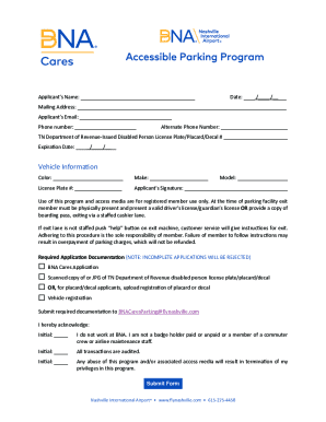 BNA Cares Accessible Parking Application