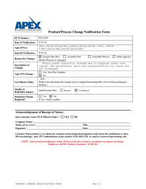 Fillable Online Process Change Notification Fax Email Print - pdfFiller