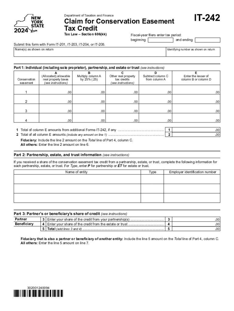 New York Form it 242 Claim for Conservation Easement Preview on Page 1