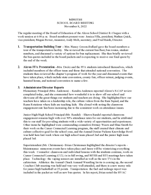 School Board Meeting Minutes