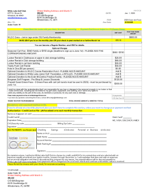 White Lake Golf Club Invoice