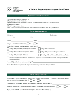 Clinical Supervisor Attestation Form