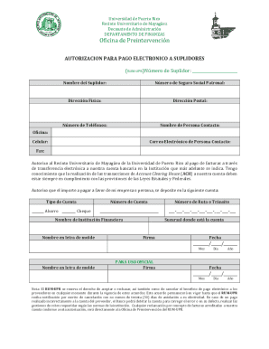 Autorización para pago electrónico a suplidores