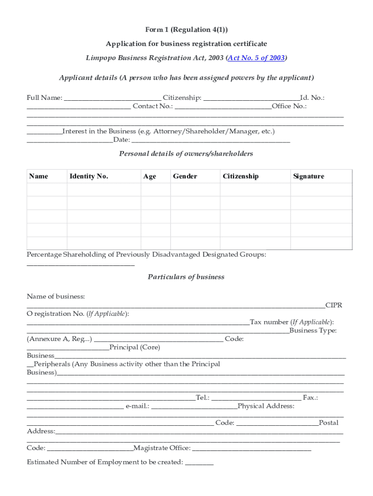 Fillable Online Application for Business Registration Certificate ...