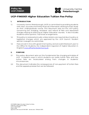 Fillable Online Higher Education Tuition Fee Policy Fax Email Print ...