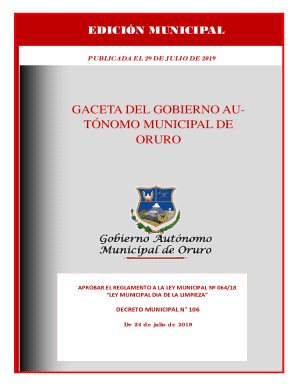 Aprobar el reglamento a la ley municipal n 064/18