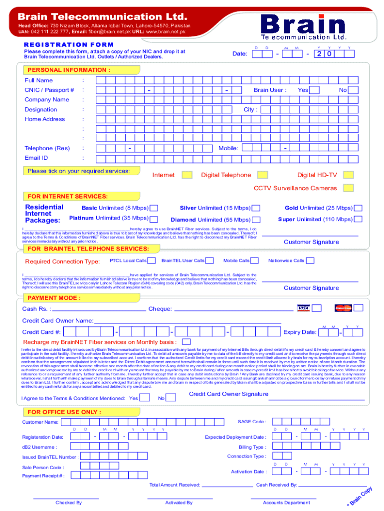 BrainNET Fiber Service Agreement - Blank Fillable Template | Fill Out ...
