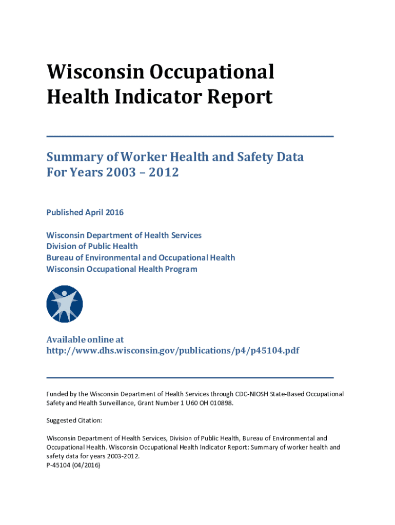 Fillable Online Wisconsin Occupational Health Indicator Report: Summary ...