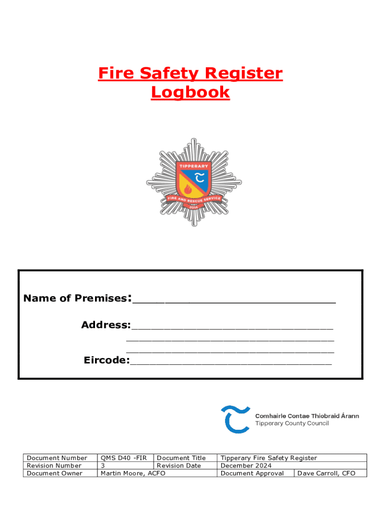 Fillable Online Tipperary Fire Safety Register Fax Email Print - pdfFiller