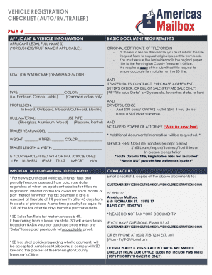Vehicle Registration Checklist