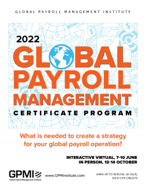 Fillable Online Global Payroll Management Certificate Program Fax Email