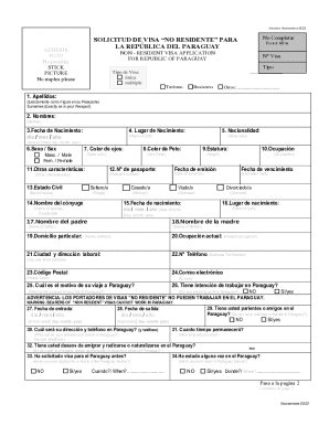 Solicitud de visa no residente