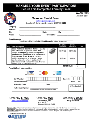 Fillable Online Lead Retrieval Scanner Rental - Wasb 2025 Fax Email ...