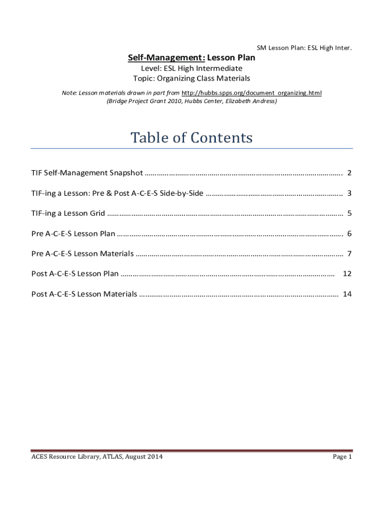 Fillable Online Self-management: Lesson Plan Fax Email Print - pdfFiller